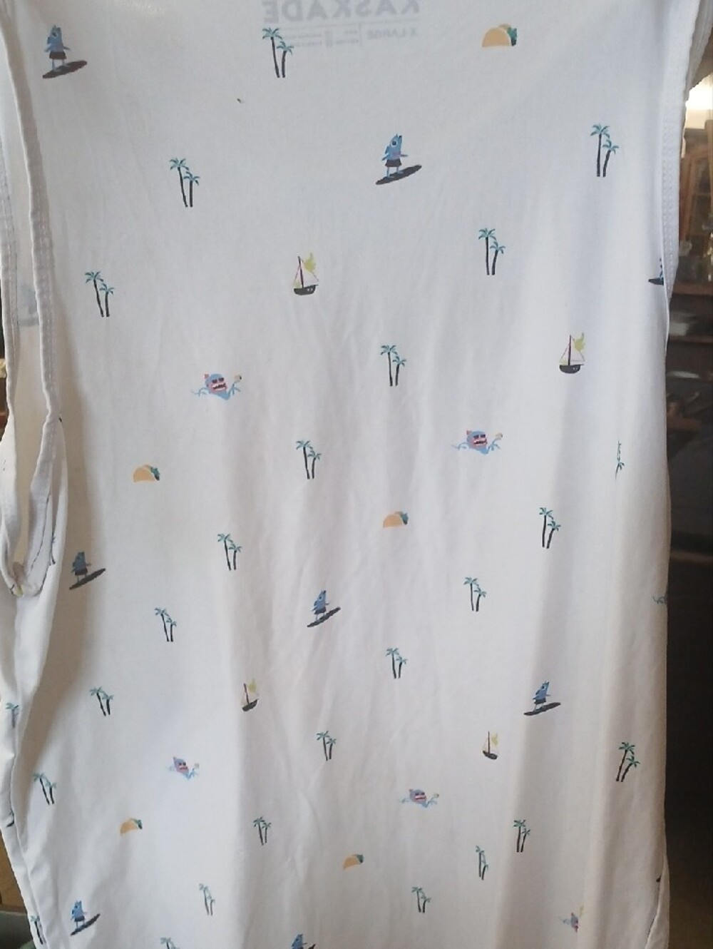 Kaskade White Printed Muscle Tee - Picture 3 of 4